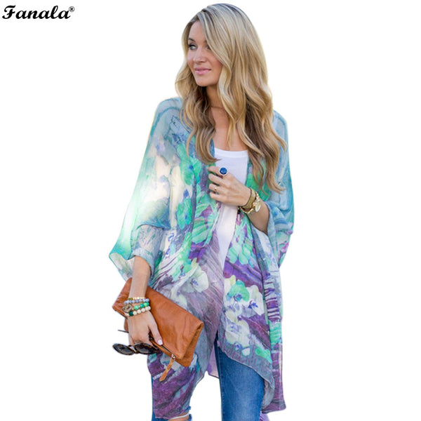 2017 Women Blouses Chiffon Clothing Summer Lady Blouse/Shirt Floral Print Ruffle 3/4 Sleeve Asymmetric Hem loose Tops Blouse#30