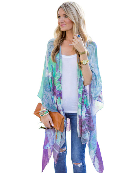 2017 Women Blouses Chiffon Clothing Summer Lady Blouse/Shirt Floral Print Ruffle 3/4 Sleeve Asymmetric Hem loose Tops Blouse#30