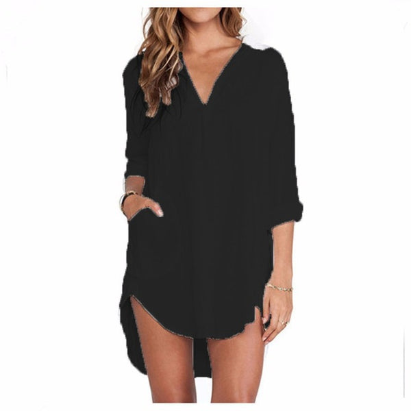 Zanzea Blusas Femininas 2017 Sexy Women See Through Chiffon Shirts Long Sleeve Pocket Casual Blouse Tops Plus Size XS-6XL