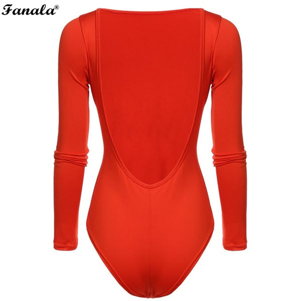 2017 Women Bodysuit Jumpsuit O-Neck Long Sleeve Sexy Solid Rompers Womens Jumpsuit Bodysuit Female Tops Blouse Summer Spring#30