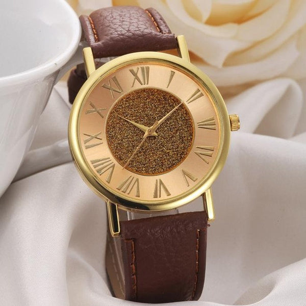 2016 New Fashion Ladies Quartz Watch PU Leather Relogio Feminino