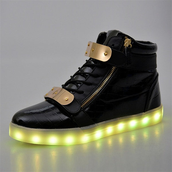 Merkmak 2017 Women Shoes Fashion Unisex Sequined Boots Luminous Lover Flash Ankle Boots USB Charging Light Up LED Shoes Adults