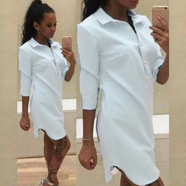 2017 Fashion Shirt Dress Women Summer Vestidos De Festa Lapal Long Sleeve Dress Sashes Mini Short Casual Dress Long Soild Shirts