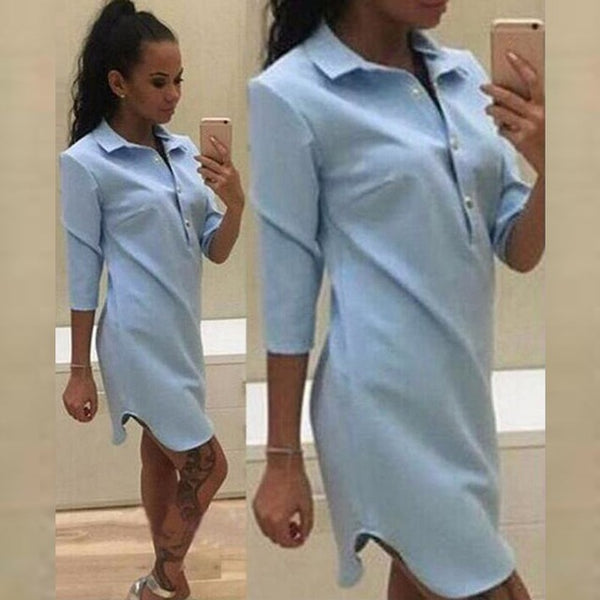 2017 Fashion Shirt Dress Women Summer Vestidos De Festa Lapal Long Sleeve Dress Sashes Mini Short Casual Dress Long Soild Shirts