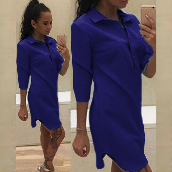 2017 Fashion Shirt Dress Women Summer Vestidos De Festa Lapal Long Sleeve Dress Sashes Mini Short Casual Dress Long Soild Shirts