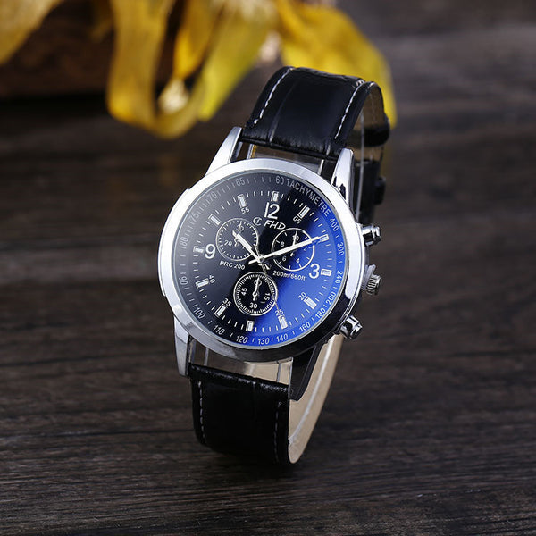 Men's  Fashion Business Leather Strap Quartz Watch