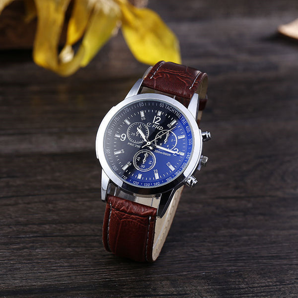 Men's  Fashion Business Leather Strap Quartz Watch