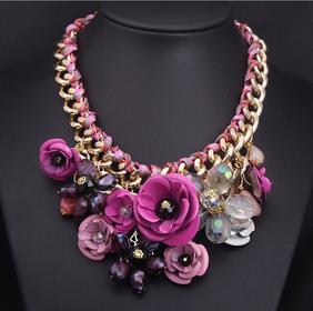 2017 Luxury Beautiful Maxi wedding Necklace Colorful Enamel Rhinestone Hand knitting Flower Big Choker Necklace Boho Jewelry