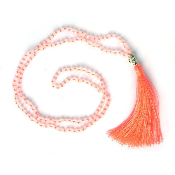 LNRRABC Hot 1 Pc Bohemian Style Buddha Beadle Pendant Tassel Crystal Beads Long Chain Handmade Boho Statement Necklace