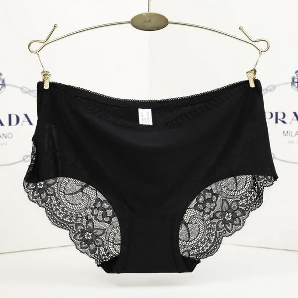 Women lace Panties Seamless Cotton Panty Hollow briefs Underwear White/S