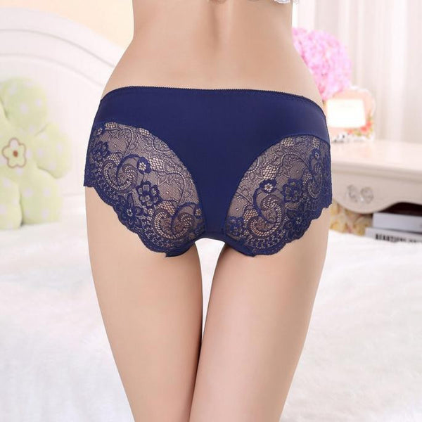 Women lace Panties Seamless Cotton Panty Hollow briefs Underwear White/S