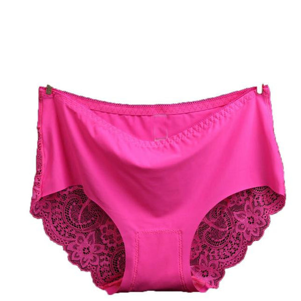 Women lace Panties Seamless Cotton Panty Hollow briefs Underwear White/S