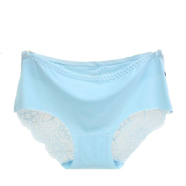 Women lace Panties Seamless Cotton Panty Hollow briefs Underwear White/S
