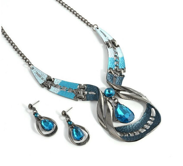 Waterdrop Earring Set Crystal Jewelry Set Fashion