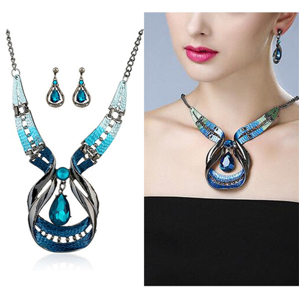 Waterdrop Earring Set Crystal Jewelry Set Fashion