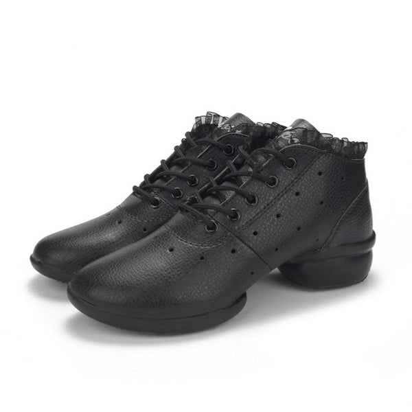 Women Dancing Shoes Jazz Hip Hop Soft Cow Leather Shoes For Female Sneakers Salsa Ballroom Anti-slip Dance Shoes Female White