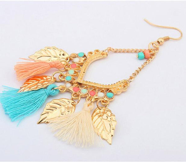 Bohemian Fashion Leaves Earrings Black