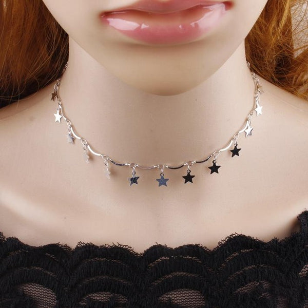 Chocker Boho Gold Color Chain Tiny Star Maxi Choker Necklace for Women Tassel necklaces pendants gargantilha collier femme colar